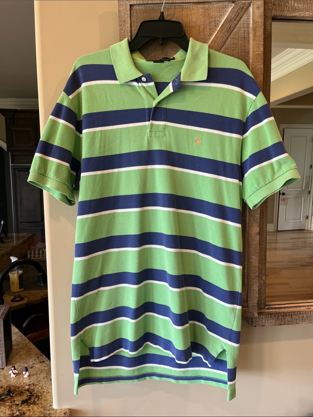 Ralph Lauren Green, Navy & White Striped Polo